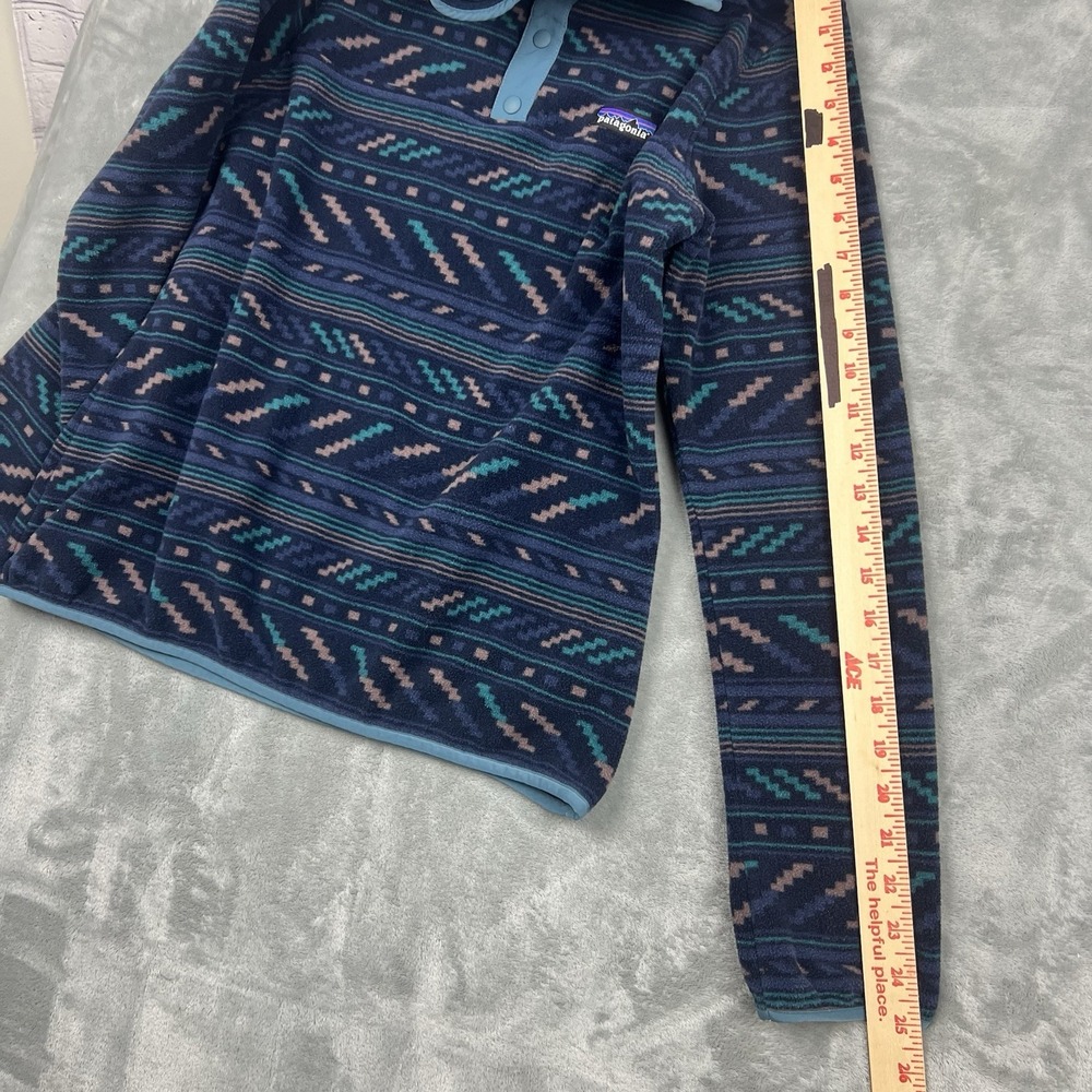 Patagonia Fleece Micro D Snap-T Pullover Geometric Women's Medium Hiking Blue - Picture 7 of 8
